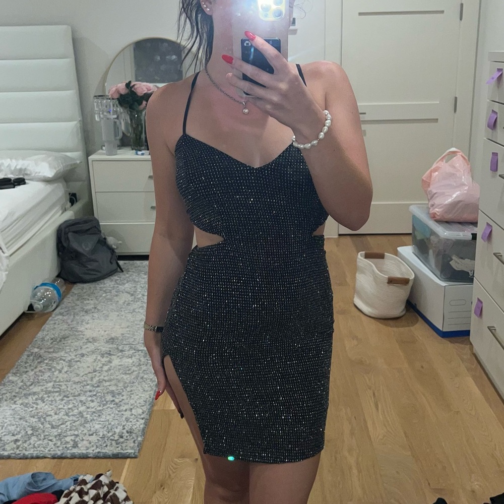 Black Bedazzled Going Out Dress